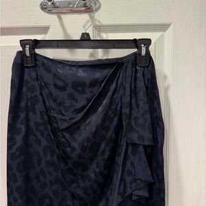 Express Navy Leopard Asymmetrical Skirt